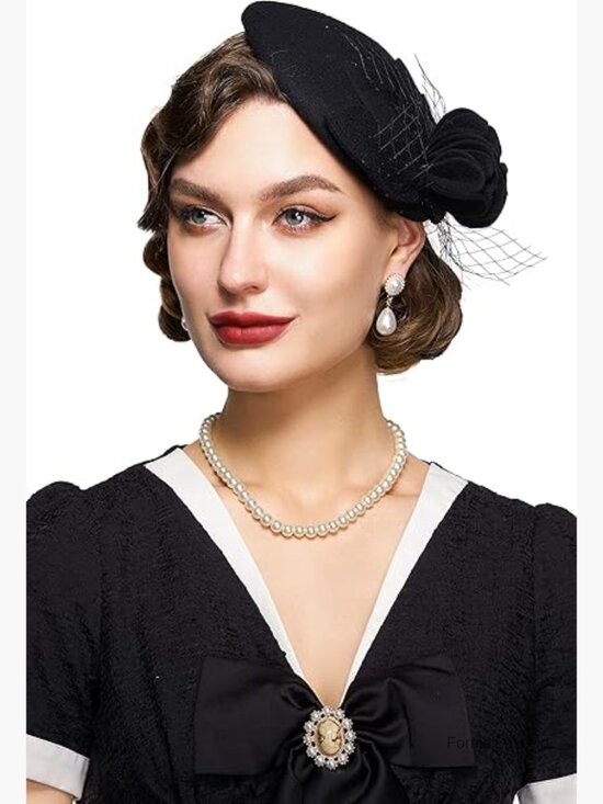 Fascinator Hat with Pillbox & Mesh - Derby Wedding Tea Party Headwear